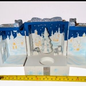 PartyLite Blue and White Holiday Village Decor